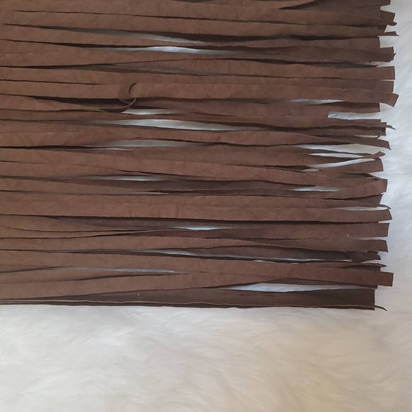 Brown Cognac 70’s Faux Suede Fringe Skirt - Size XXS, XS, 00, 0 - Picture 3 of 4